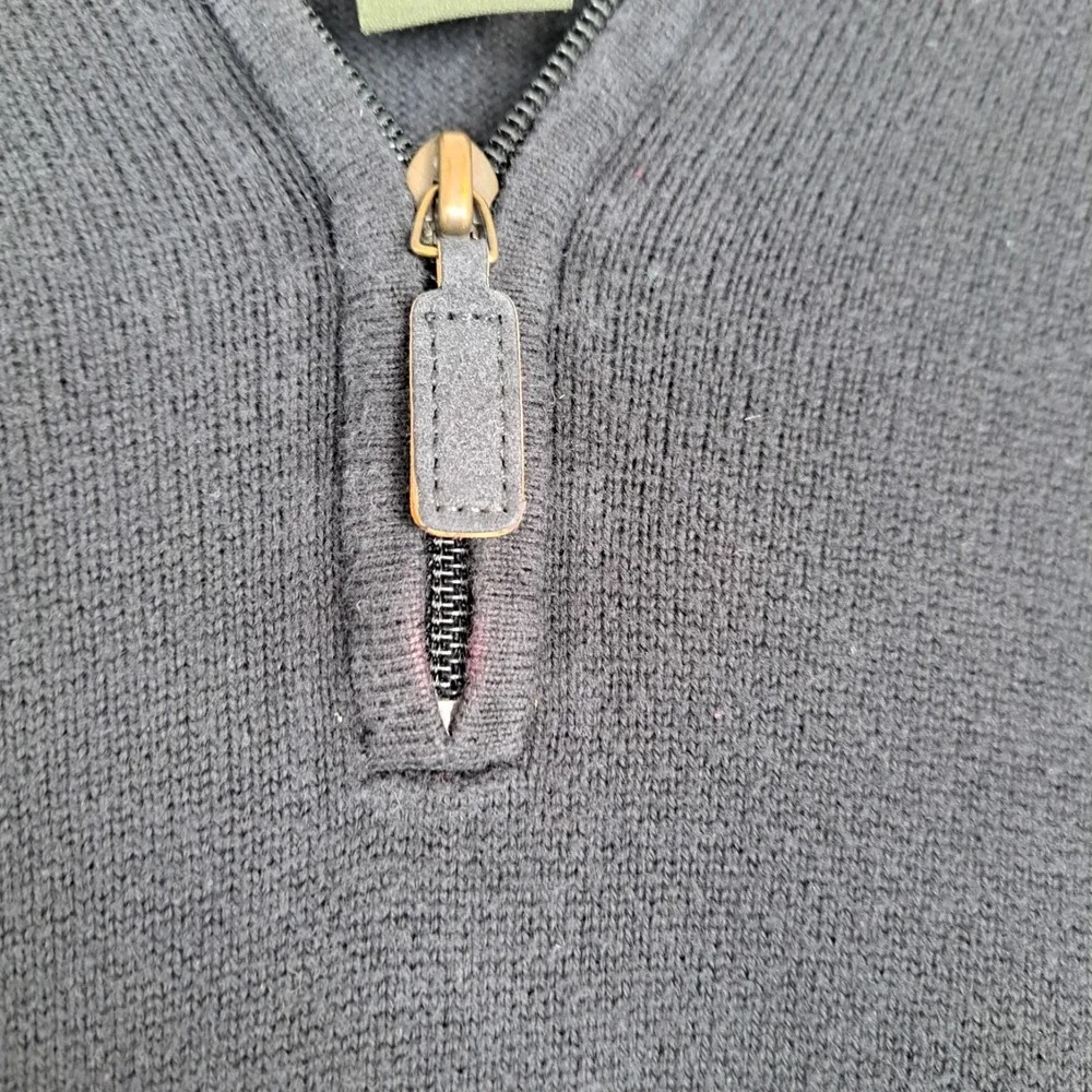 Eddie Bauer Men's Mock Neck Sweater Size LT Quarter Zip Cotton Cashmere Blalck